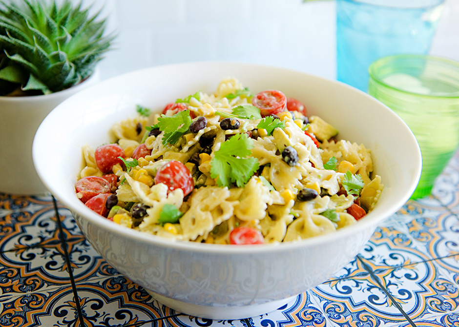 Easy Tex Mex Pasta Salad in a bowl
