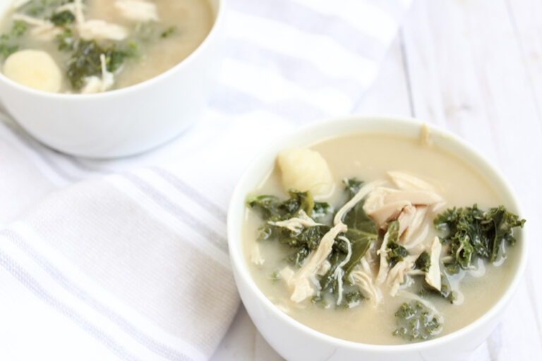 CrockPot Chicken, Kale and Gnocchi Soup Happy + Nourished