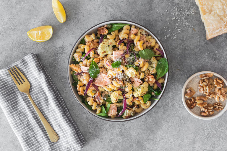 Warm Cauliflower Tuna and Walnut Pasta Happy + Nourished